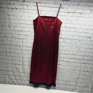 Rampage Y2K Red leopard print Chemise with Black Trim sz11